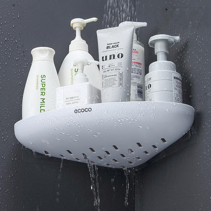 Bathroom Wall Mounted Storage Rack Triangular Shelf Non Perforated Drainage Slot