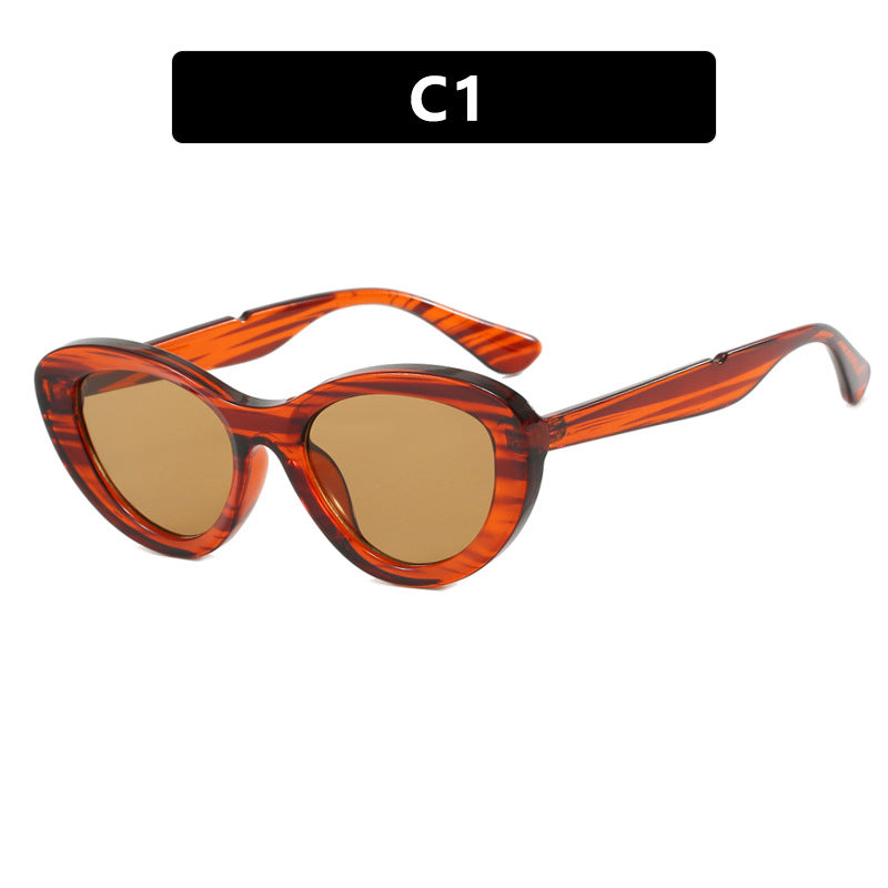 Women's Retro Cat Eye Sunglasses UV Protection Striped Acetate Frame Polarized