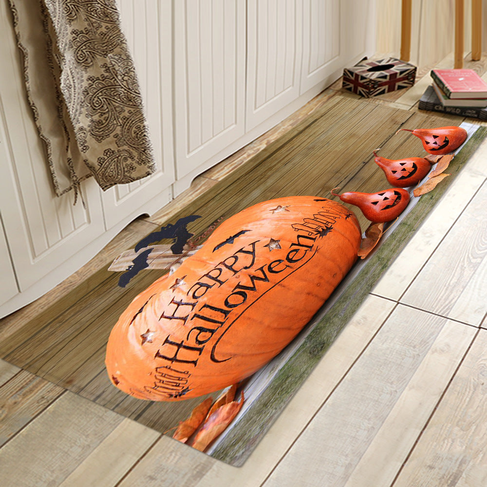 Halloween Printed Flannelised Polyester Rectangular Floor Mat Bathroom Door
