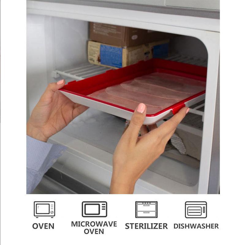 Food Preservation Tray Sealing Freshness Space Saver Refrigerator Safe 30x22x3cm
