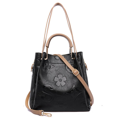 Large Capacity Women's Embossed Tote Bag Maternity Bucket Bag Fashion Accessory