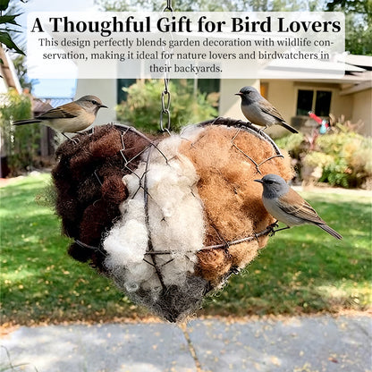 Heart-Shaped Outdoor Garden Bird Nest Weatherproof Unique Yard Art Decoration
