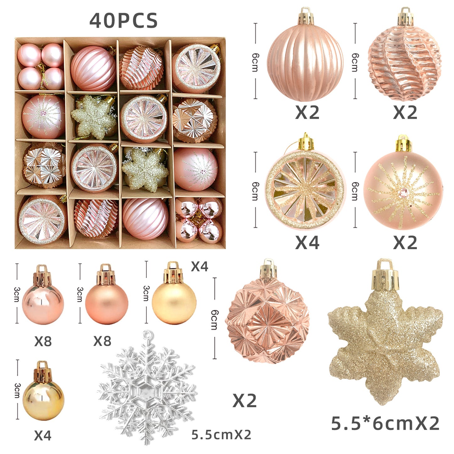 Christmas Tree Ornament Set Premium Bulk Pack Collection Assorted Designs Xmas