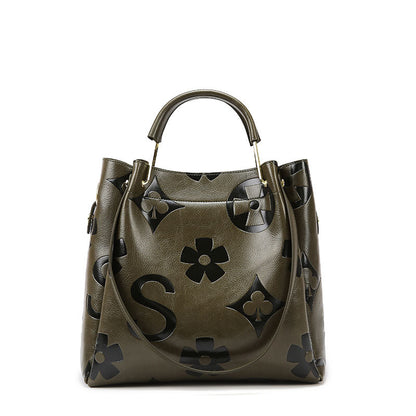 Large Capacity Women's Embossed Tote Bag Maternity Bucket Bag Fashion Accessory