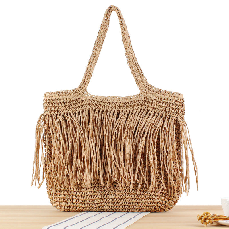 Handwoven Crossbody Tassel Bag Spacious Stylish Versatile Shoulder Purse Lightweight