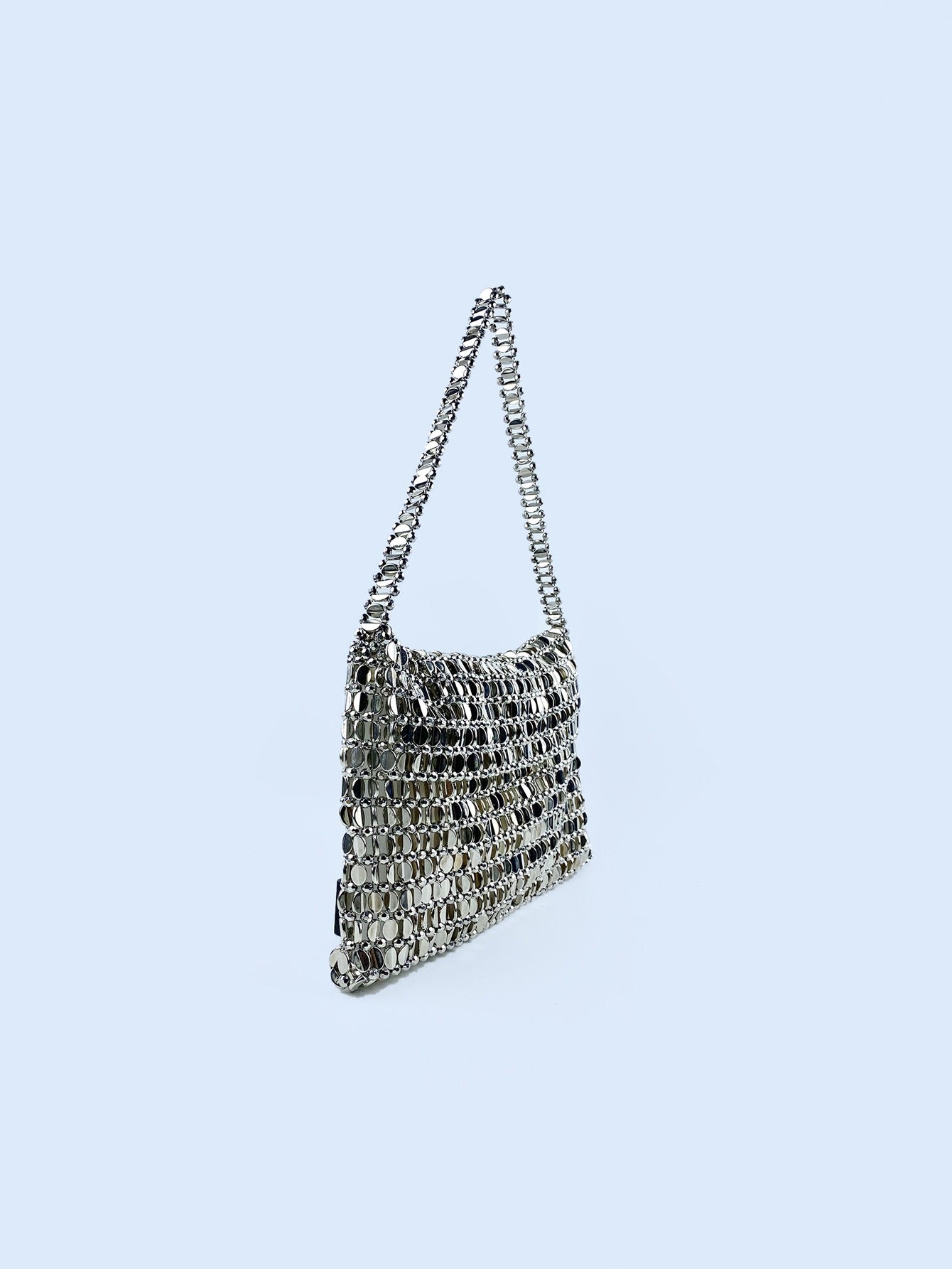 Retro Metal Sequin Handbag Women's Shoulder Bag Silver Urban Casual Style