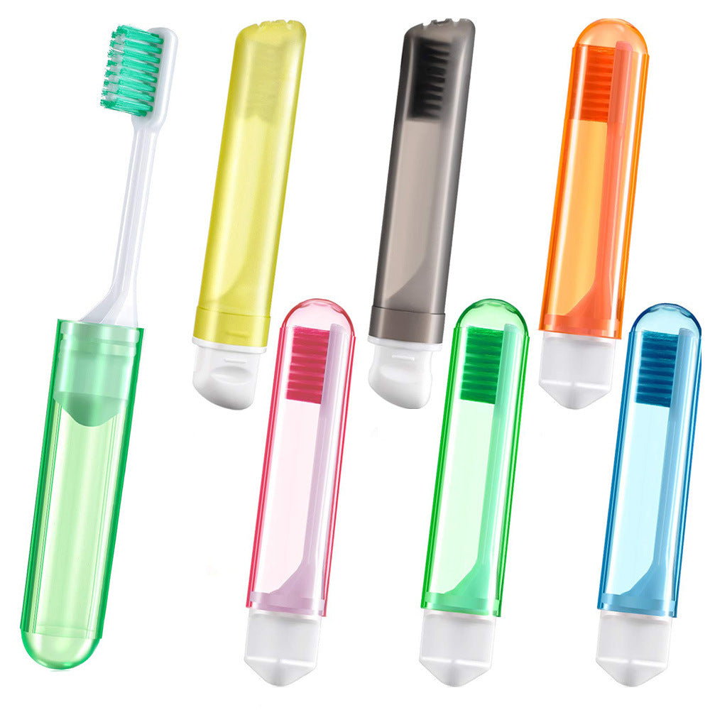 Folding Travel Toothbrush Protective Case Ultra Soft Bristles Compact Handle