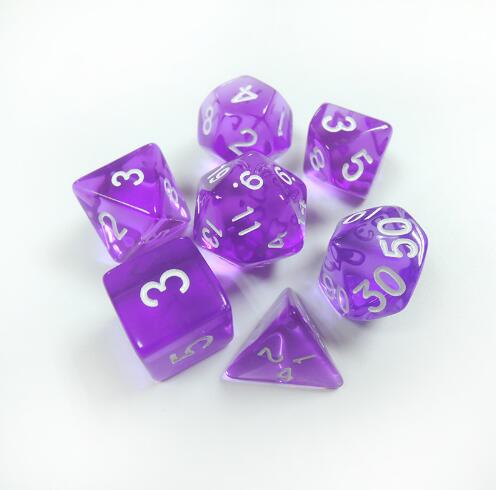 7pc RPG Polyhedral Dice Set DND Resin Green Orange Red Blue RPG Gaming