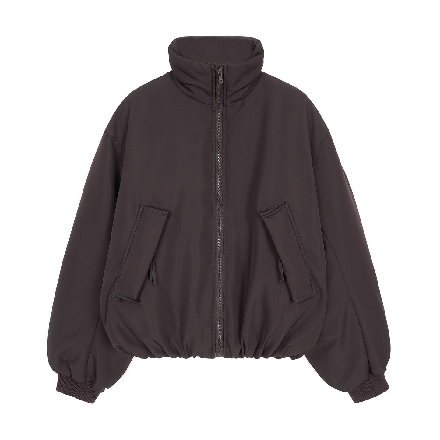 Unisex Vintage Wide-Cut Duck Down Parka with Stand-Up Collar and Zip Fastening
