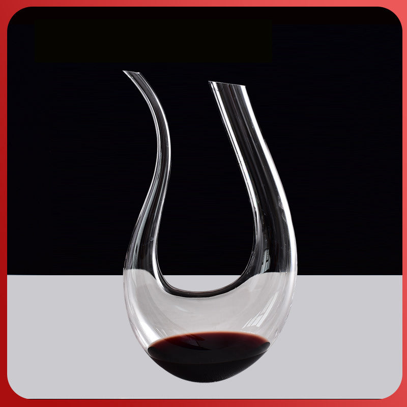 1500ml U Shape Crystal Wine Decanter Hand Blown Glass Set Includes 4 Glasses