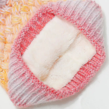 Gradient Acrylic Knitted Beanie Hat with Pompom, Essential Winter Head Accessory