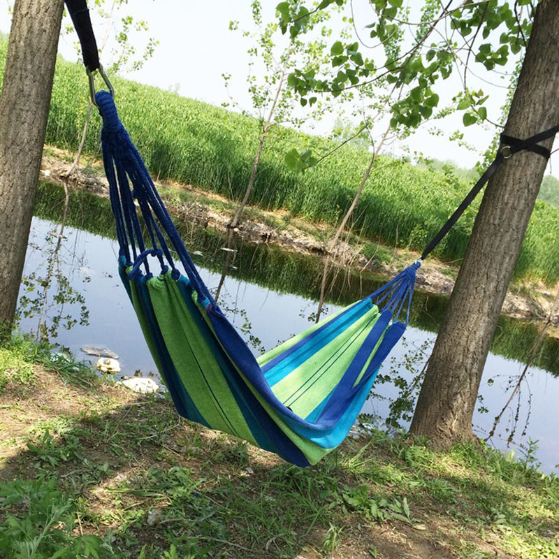 Outdoor Single Hammock 260x80cm Lightweight Durable Canvas Travel Sleep Gear