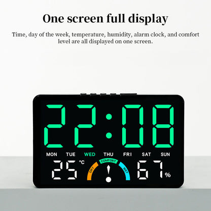 Digital Alarm Clock Temperature Humidity Display Dual Alarms LED Snooze Feature