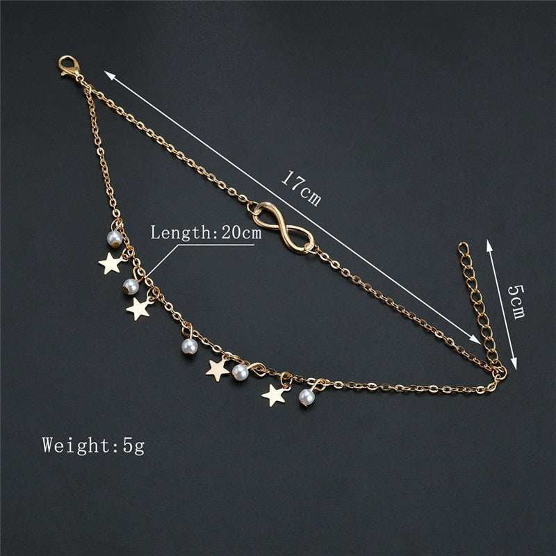 Double Layer Pendant Beach Anklet Stars Infinity Jewellery Women Gift