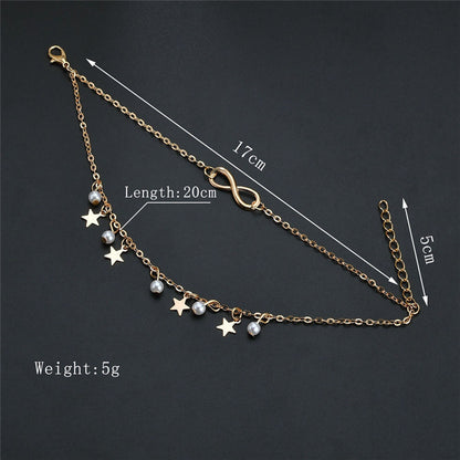 Double Layer Pendant Beach Anklet Stars Infinity Jewellery Women Gift