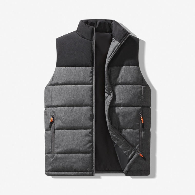Men's Gilet Cotton Filled Winter Thick Padded Warm Sleeveless Vest Collar Clothing