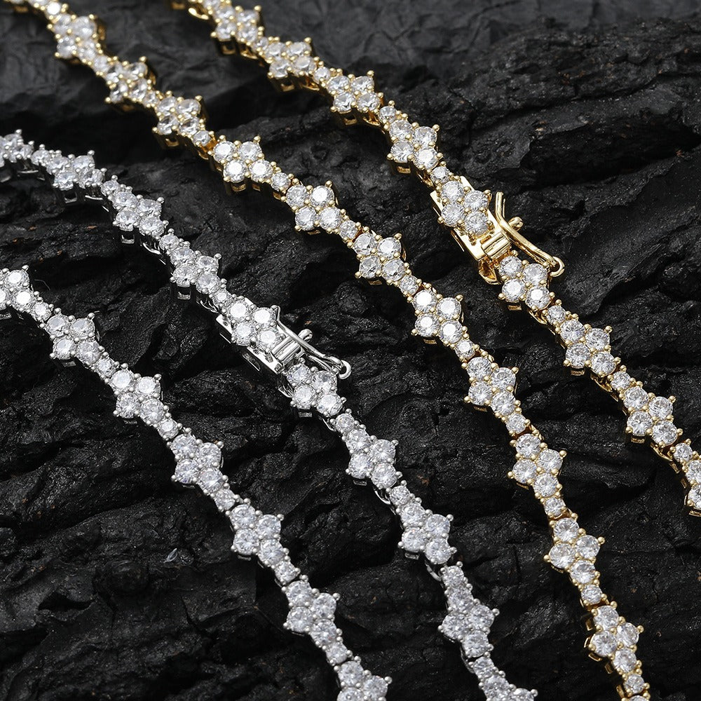 Premium 3mm CZ Crystal Tennis Necklace Bracelet Gold Silver Elegant Jewellery