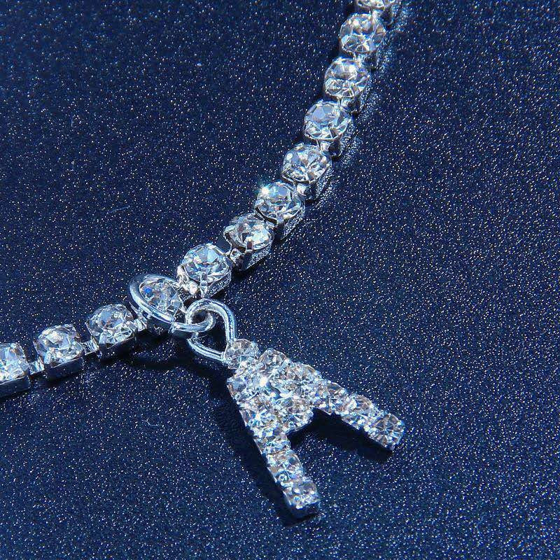 Silver 26 Initial Letter Alphabet Crystal Anklet Women's Jewellery Gift