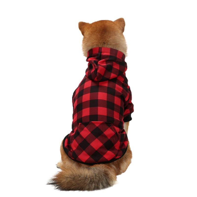 Plaid Christmas Pet Hoodie Warm Dog Clothing Small to Large Dogs Floral