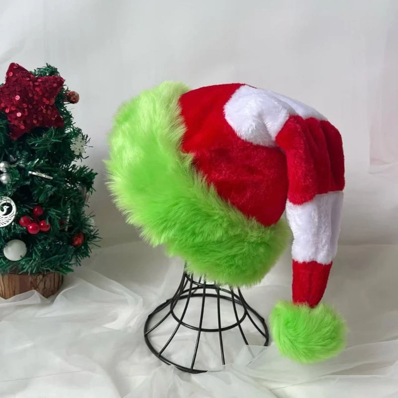 Striped Plush Santa Hats Hat Christmas and Winter Holiday Seasonal Celebrations