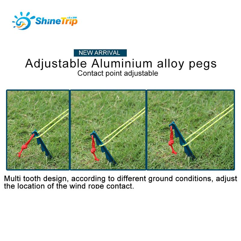 Adjustable Aluminium Alloy Tent Pegs 6pcs Set Multi Tooth Lightweight Stakes