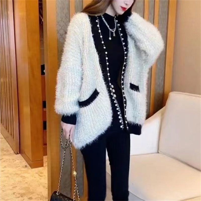 Women's Oversized Knit Cardigan Winter Warm Casual Thick Polyester Jacket