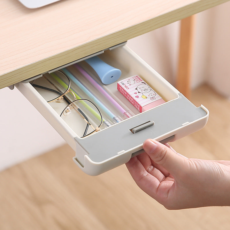 Under Desk Sliding Drawer Storage Box 29.7cm 16cm 4.2cm Desktop Stationery Small