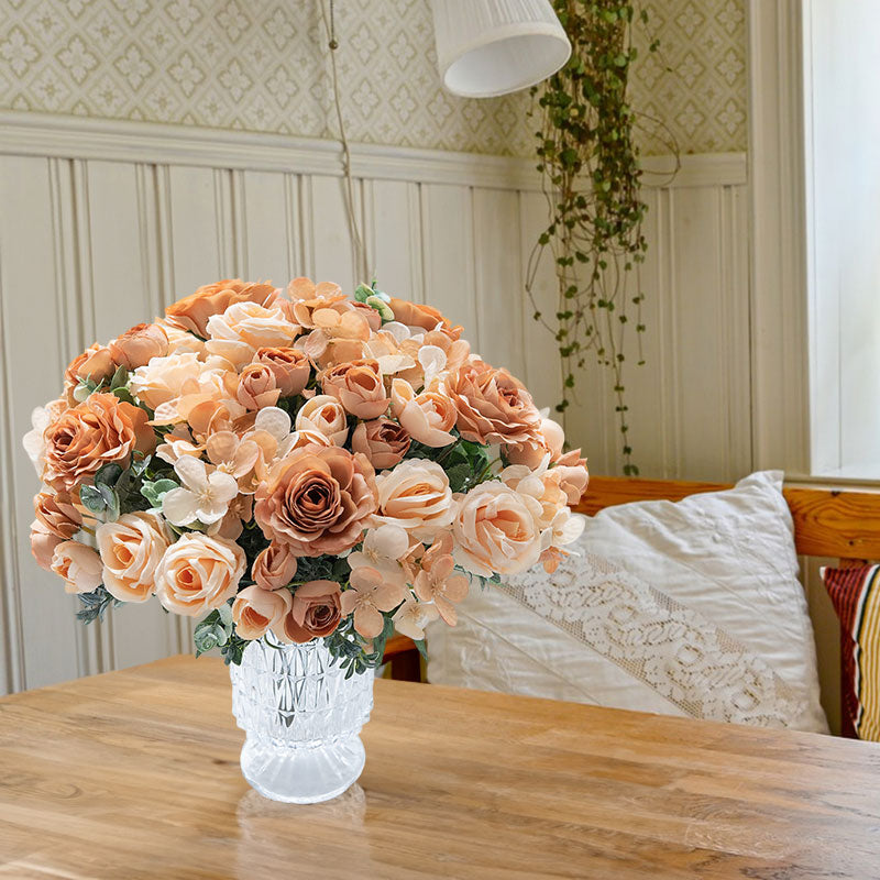 Silk Rose Floral Arrangement Table Centerpiece Premium Home Event Decor Display