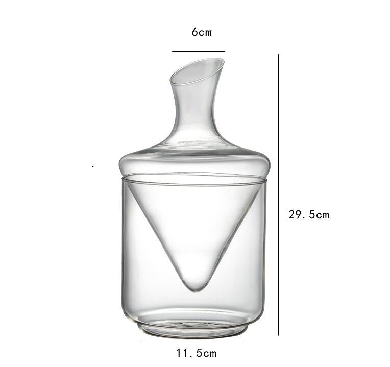 1000ml Crystal Glass Decanter Ice Bucket Hip Flask Set for Whiskey Vodka Brandy