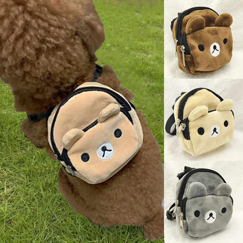 Adjustable Dog Backpack Harness Snack Carrier Durable Pet Gear Cartoon Design