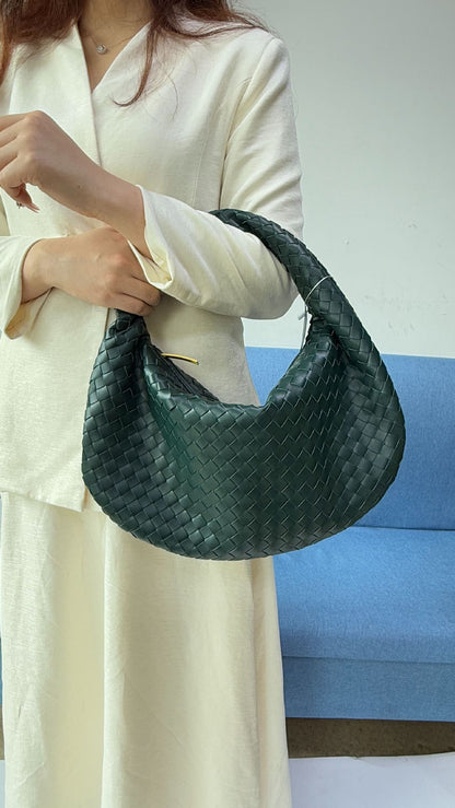 Women's Woven Tote Bag Faux Leather Spacious Lightweight Durable Zip Top Closure