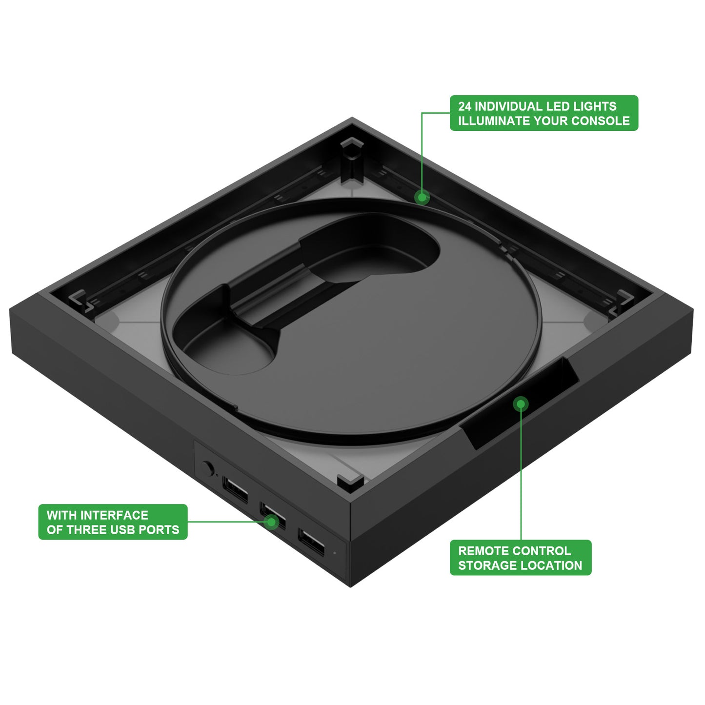 RGB LED Controller Stand for Xbox Series X/S Ambient Lighting USB Hub Gaming