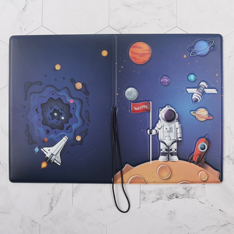 Astronaut and Planets Themed Passport Cover for Secure Travel Document Safety