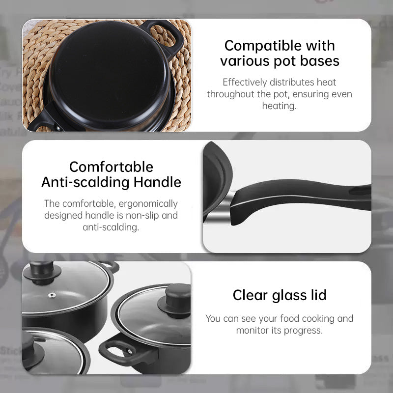 10-Piece Iron Cookware Set, Non-Stick Maifan Stone, Suitable for All Stovetops