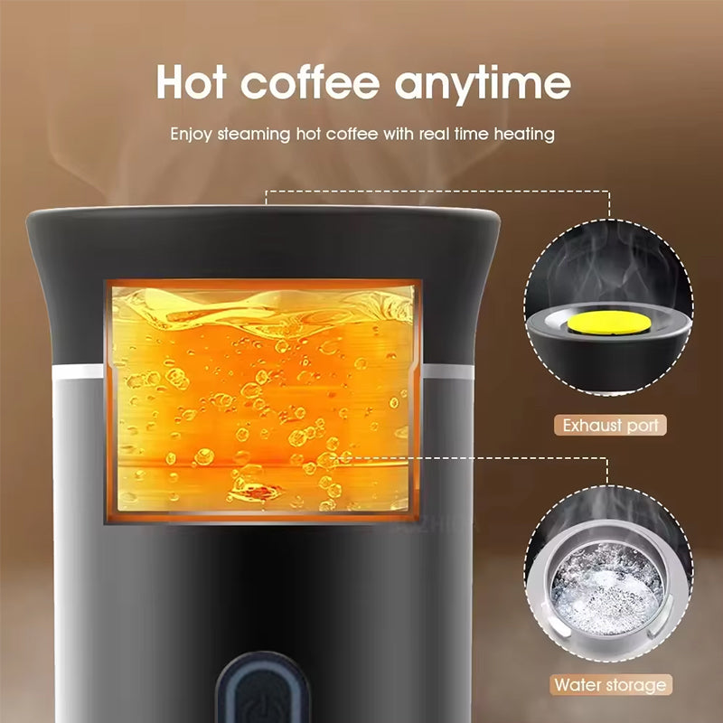 2025 Smart Portable Coffee Maker 3-in-1 Quick Heat Ground Capsule Compatibility