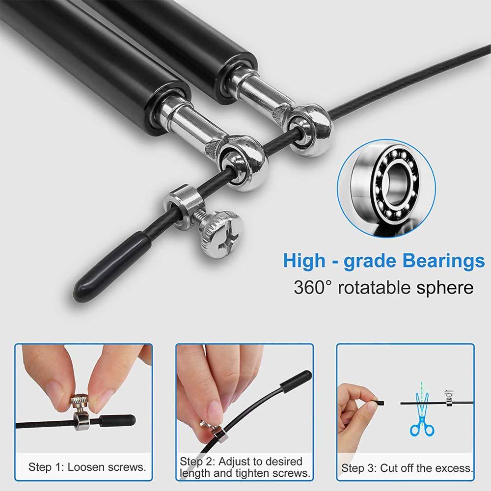 Adjustable Speed Skipping Rope Cardio Workout Fitness MMA Boxing Crossfit Gym