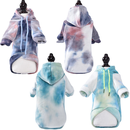 Dog Winter Plush Hoodie Warm Stylish Pet Sweater Gradient Colour Small Dogs Cats