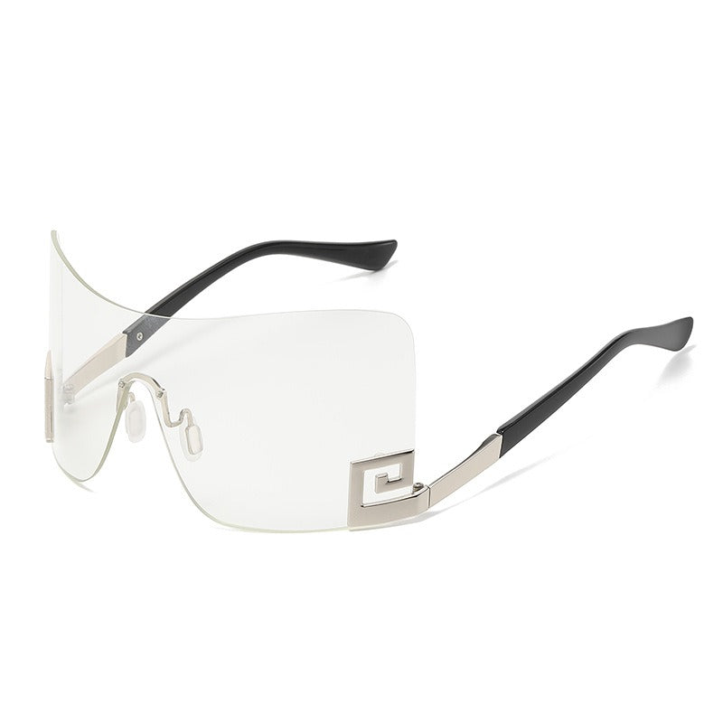 Large Frame Integrated Sunglasses UV400 Metal Arms Durable Unisex Outdoor Use