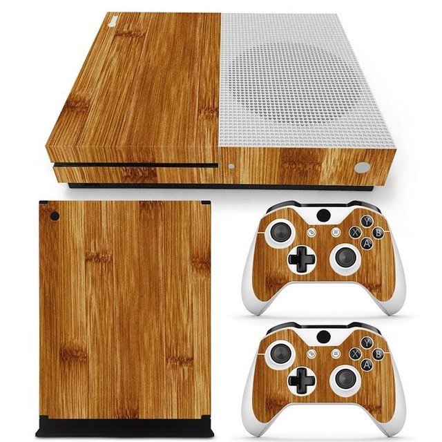 Wood Wooden Finish Decal Stickers for Xbox One S Console & Controllers Set