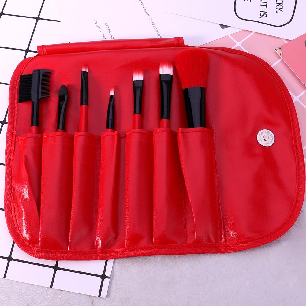 Vegan Synthetic Hair 7 Piece Makeup Brush Collection PU Leather Organizer Case