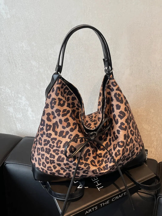 Leopard Print Crossbody Shoulder Bag Adjustable Strap Versatile Design Lightweight