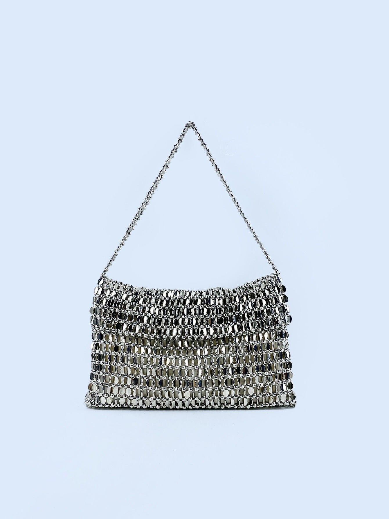 Retro Metal Sequin Handbag Women's Shoulder Bag Silver Urban Casual Style