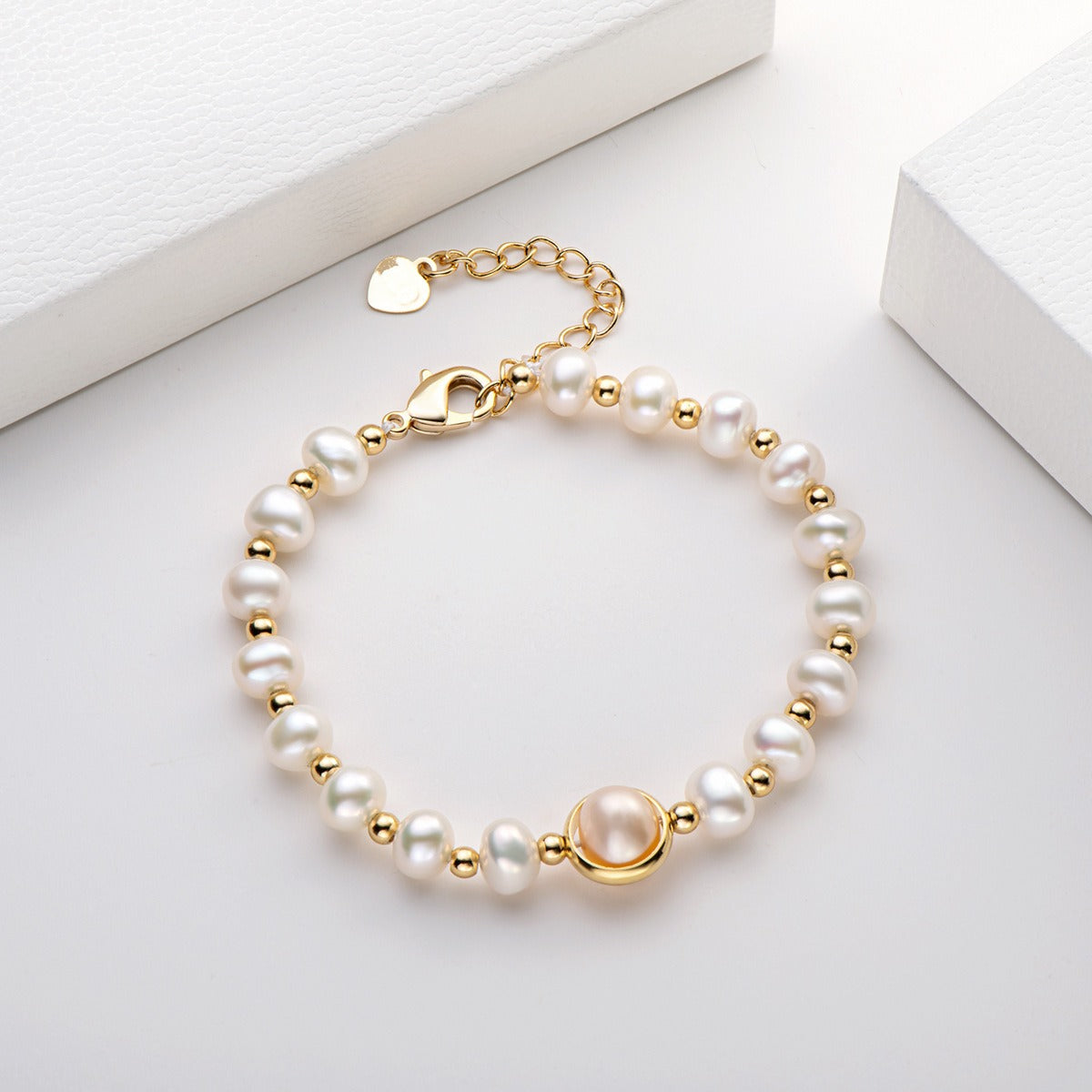 Elegant 14K Gold Plated Freshwater Pearl Bracelet Jewellery Premium