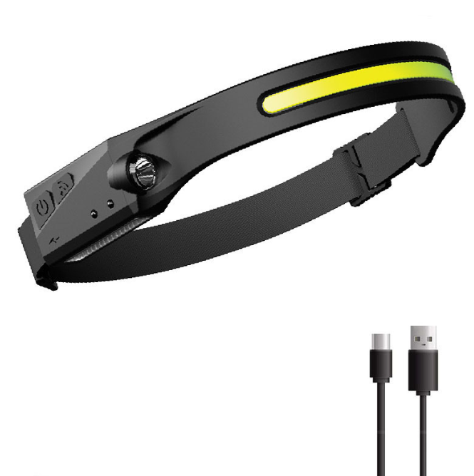 Rechargeable COB LED Headlamp 5 Modes USB Induction Head Torch Adjustable Brightness