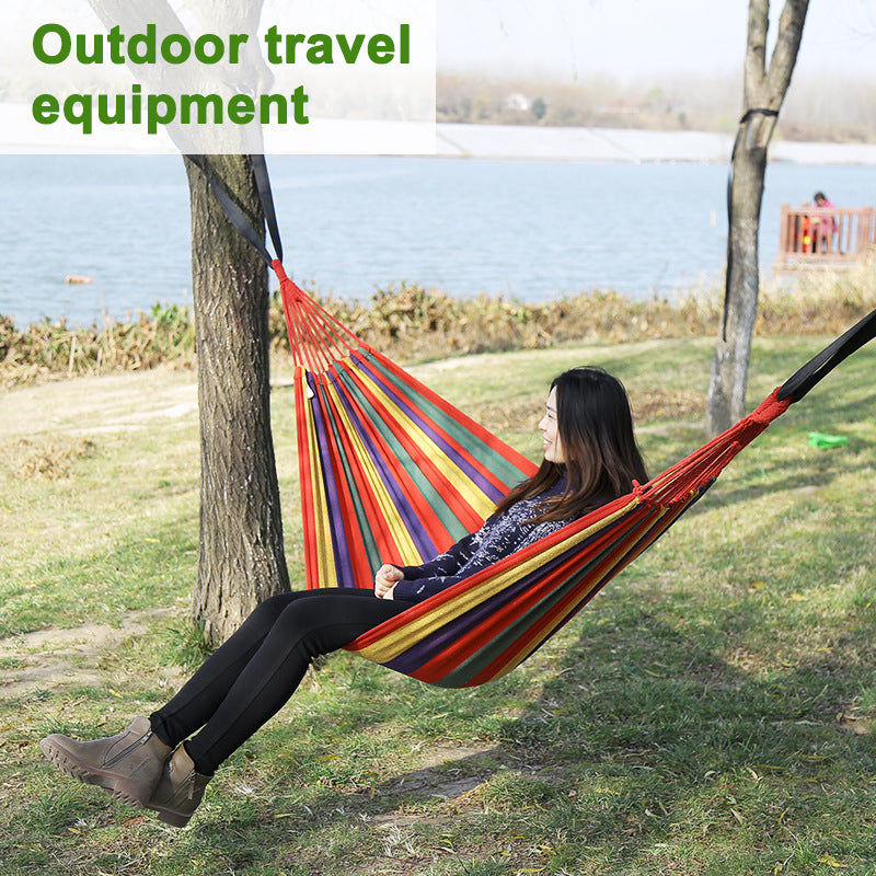 Outdoor Single Hammock 260x80cm Lightweight Durable Canvas Travel Sleep Gear