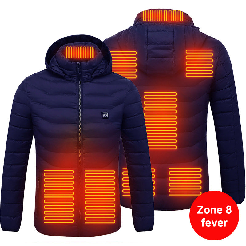 Men's Unisex 8 Zone Electric USB Heated Winter Heater Thermal Jacket Coat