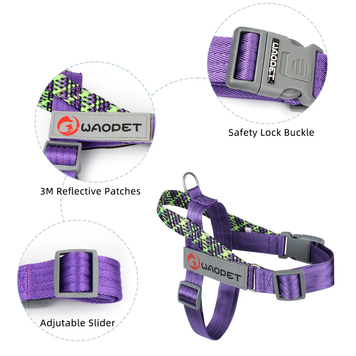 Adjustable Reflective No Pull Durable Collar Dog Harness Pet Walking Training Gear