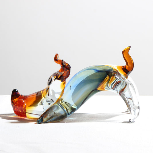 Handmade Glass Dog Statue Crystal Nordic Puppy Figurine Luxury Home Decor 20cm