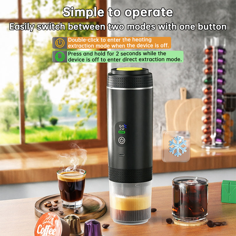 Portable Espresso Machine Digital Display 3in1 Capsule Ground Coffee Maker