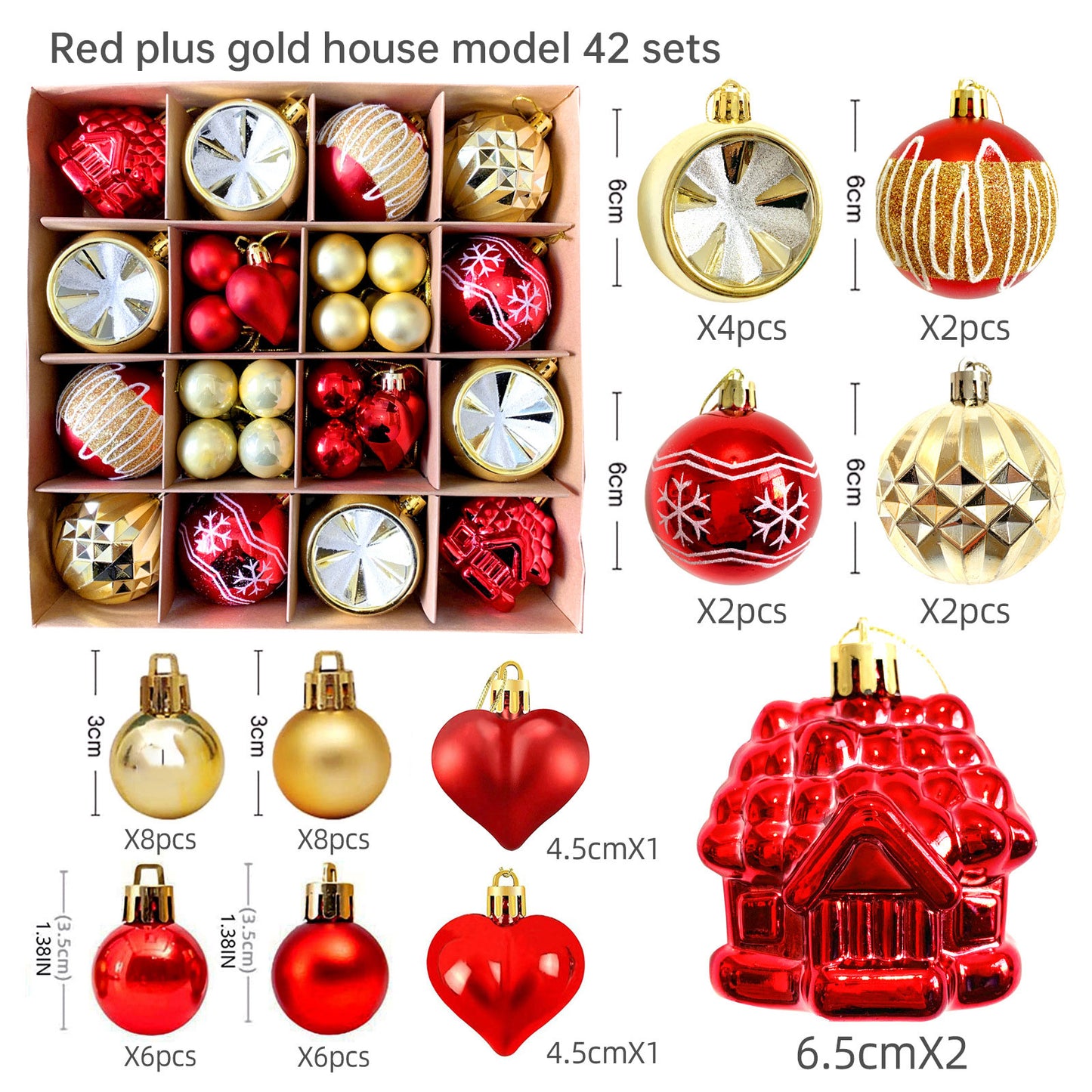 Christmas Tree Ornament Set Premium Bulk Pack Collection Assorted Designs Xmas
